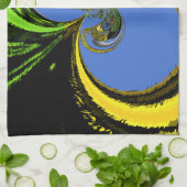 金ゴールド青 キッチンタオル (折り畳み)