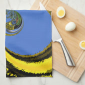 金ゴールド青 キッチンタオル (四つ折り)