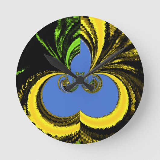 金ゴールド青 ラウンド壁時計 (正面)