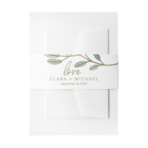 金ゴールド静脈ユーカリ結婚式招待状ベリーバンド