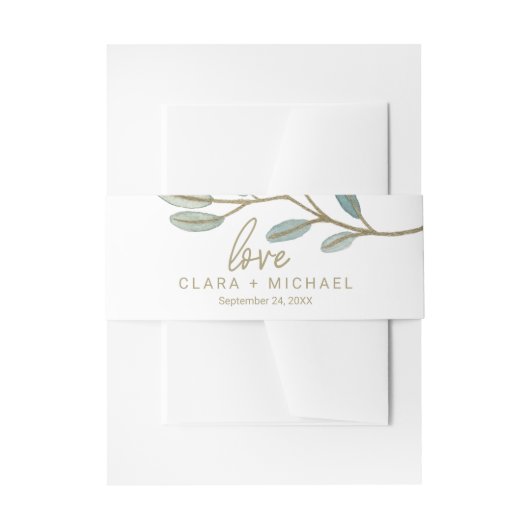 金ゴールド静脈ユーカリ結婚式招待状ベリーバンド 招待状ベリーバンド (正面例)