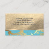 金ゴールド革と金属 | 金ゴールドティール(緑がかった色)マーブル 名刺 (裏面)