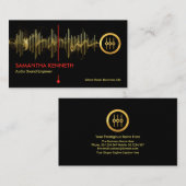 金ゴールド音周波数稲妻スタジオエンジニアDJ 名刺 (正面/裏面)