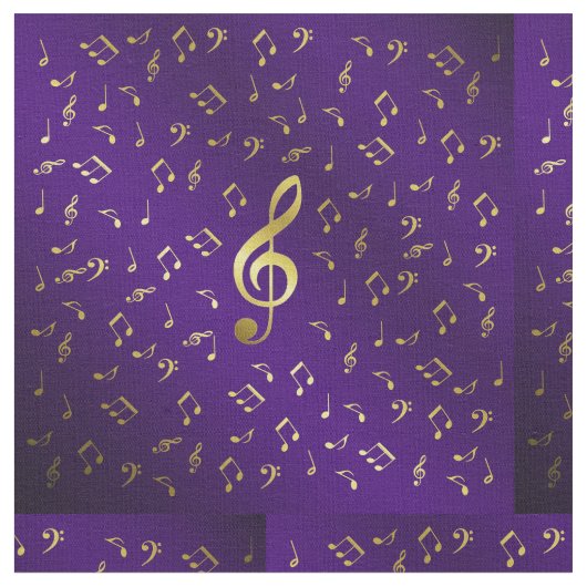 金ゴールド音楽のノート（紫） ファブリック (クローズアップ)