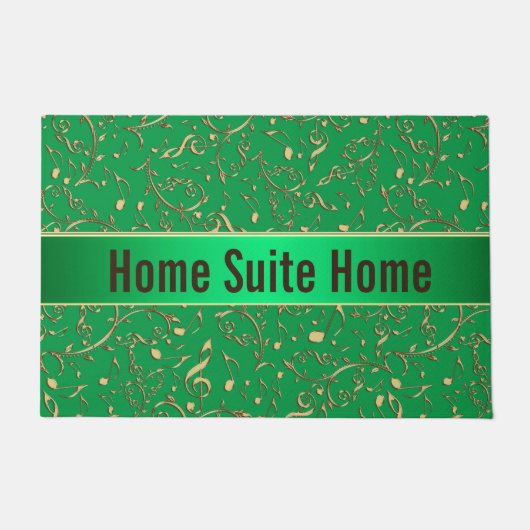 金ゴールド音楽の緑はドアマットの玄関マットに注意します ドアマット (正面)