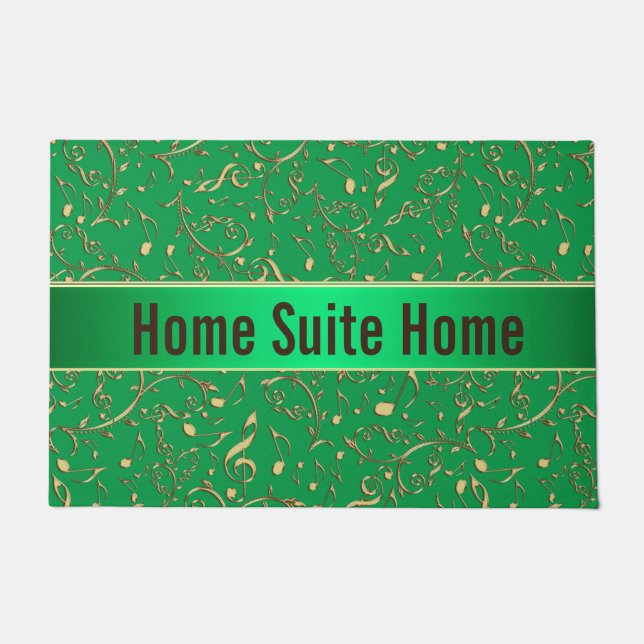 金ゴールド音楽の緑はドアマットの玄関マットに注意します ドアマット (正面)