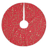 金ゴールド音楽は音楽クリスマスツリーのスカートに注意します ブラッシュドポリエステルツリースカート (正面)