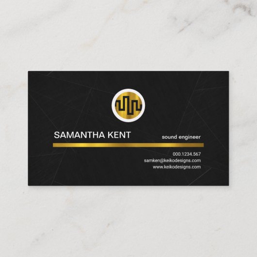 金ゴールド音楽アイコングリーン・ウェーブの音響技師 名刺 (裏面)