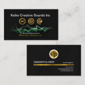 金ゴールド音楽アイコングリーン・ウェーブの音響技師 名刺 (正面/裏面)