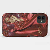 金ゴールド音楽クレフ、音符記号のiPhone 5の場合が付いているモノグラムのビロード Case-Mate iPhoneケース (裏面(横))