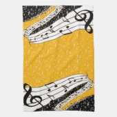 金ゴールド音楽テーマ キッチンタオル (縦)