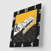 金ゴールド音楽テーマ スクエア壁時計 (傾斜)