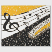 金ゴールド音楽テーマ ラッピングペーパー (フラット)
