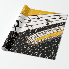 金ゴールド音楽テーマ ラッピングペーパー