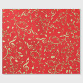 金ゴールド音楽ノートが付いているお祝い音楽休日の覆い ラッピングペーパー (フラット)