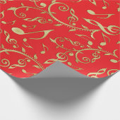 金ゴールド音楽ノートが付いているお祝い音楽休日の覆い ラッピングペーパー (角)