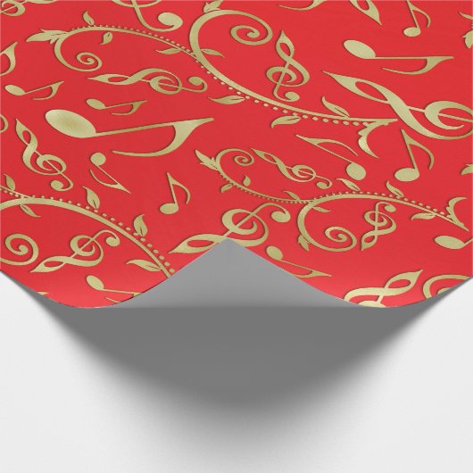 金ゴールド音楽ノートが付いているお祝い音楽休日の覆い ラッピングペーパー (角)