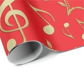 金ゴールド音楽ノートが付いているお祝い音楽休日の覆い ラッピングペーパー (ロールコーナー)
