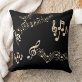 金ゴールド音楽ノート(黒いメディア) クッション (ブランケット)