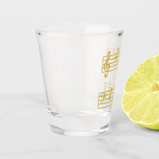 金ゴールド音楽愛好家パパギフトピアノ楽譜 ショットグラス (左)