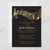 金ゴールド音符スクリプト卒業パーティー 招待状 (正面)
