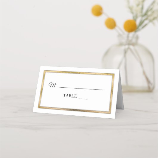 金ゴールド音|ホワイトシンプル座席表 プレイスカード (正面)