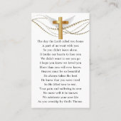 金ゴールド額写真葬式祈りの言葉カード 名刺 (裏面)