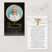 金ゴールド額写真葬式祈りの言葉カード 名刺 (正面/裏面)