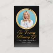 金ゴールド額写真葬式祈りの言葉カード 名刺 (正面)