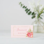 金ゴールド額縁水彩牡丹ブーケ名刺 名刺 (スタンド正面)