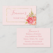 金ゴールド額縁水彩牡丹ブーケ名刺 名刺 (正面/裏面)