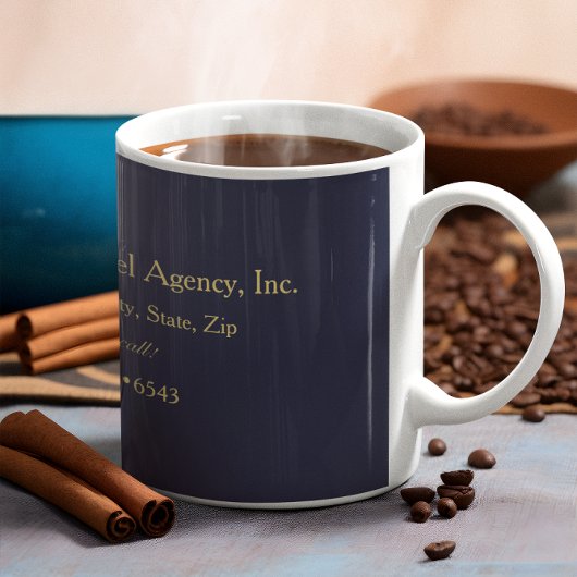 金ゴールド額飛行機の旅行代理店 コーヒーマグカップ