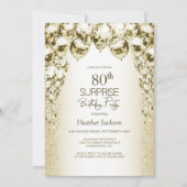 金ゴールド風船サプライズ80th誕生日パーティー 招待状 (正面)