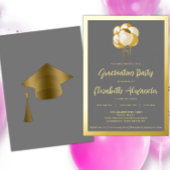 金ゴールド風船卒業パーティー 箔招待状