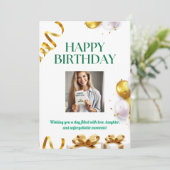 金ゴールド風船誕生日カード（ギフトとリボン付き） サンキューカード (スタンド正面)