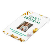 金ゴールド風船誕生日カード（ギフトとリボン付き） マグネット (左側)