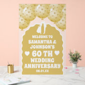 金ゴールド風船60周年結婚フロステッド アクリルサイン (ウェディング)