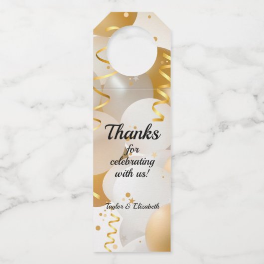 金ゴールド風船 ボトルネックタグ (正面)