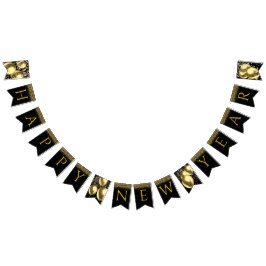 金ゴールド風船，紙吹雪ハッピー新年の文字 バンティングフラッグ