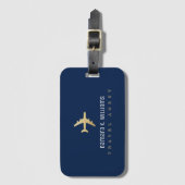 金ゴールド飛行機と旅行代理店の荷物フェイクタグ ラゲッジタグ (正面縦)