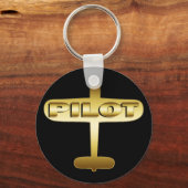 金ゴールド飛行機パイロット キーホルダー (正面)