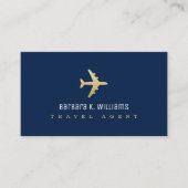 金ゴールド飛行機付き旅行代理業フェイク務証 名刺 (正面)