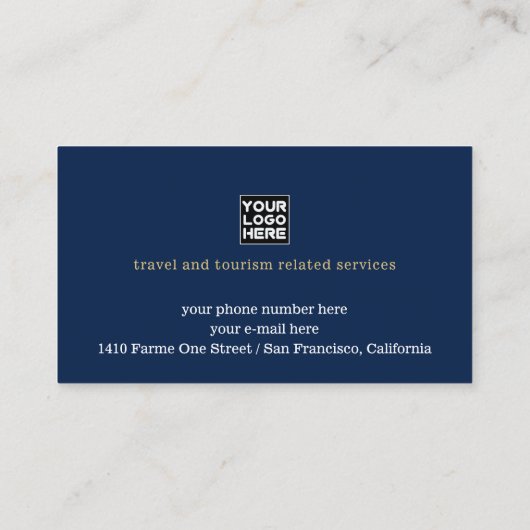 金ゴールド飛行機付き旅行代理業フェイク務証 名刺 (裏面)