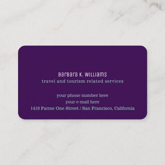 金ゴールド飛行機旅行コンサルタント紫 名刺 (裏面)