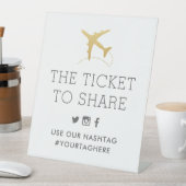 金ゴールド飛行機旅行テーマパーティハッシュタグの署名 台座サイン (インサイチュ)