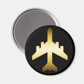 金ゴールド飛行機 マグネット (正面/裏面)