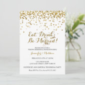 金ゴールド食べグリッタードリンクベリハ結婚したーサルディナー 招待状 (スタンド正面)