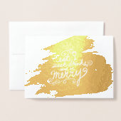 金ゴールド食べドリンクとベメリーーホリデーパーティー招待状 箔カード (封筒付き正面)