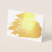 金ゴールド食べドリンクとベメリーーホリデーパーティー招待状 箔カード (正面)