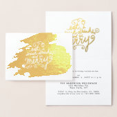 金ゴールド食べドリンクとベメリーーホリデーパーティー招待状 箔カード (ディスプレー)